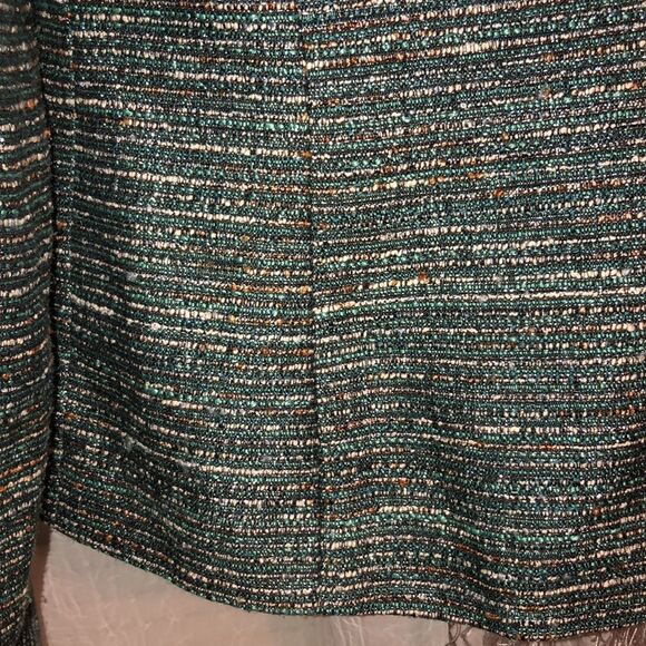 Kasper 6 Striped Elegant Evening Green White Orange Black Metallic Tweed Jacket - Picture 8 of 13